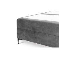 Lit boxspring 160x200 coloris gris cendré avec double coffre - Collection LONDON