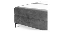 Lit boxspring 180x200 coloris gris cendré avec double coffre - Collection LONDON