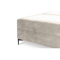 Lit boxspring 180x200 coloris beige avec double coffre - Collection LONDON