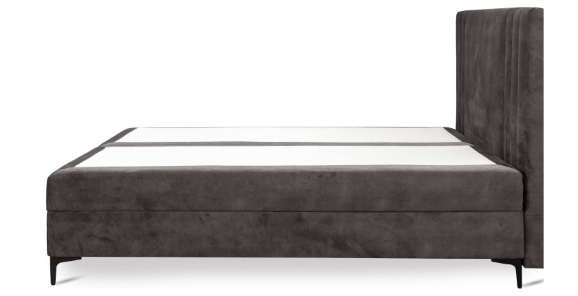 Lit boxspring 160x200 coloris anthracite avec double coffre - Collection LONDON