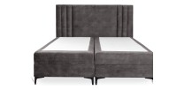 Lit boxspring 180x200 coloris anthracite avec double coffre - Collection LONDON