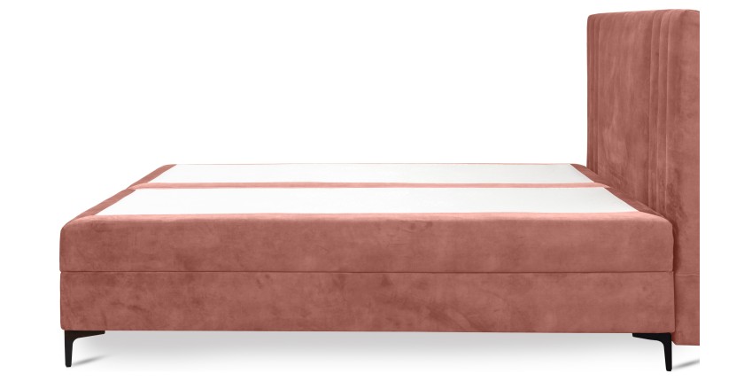 Lit boxspring 160x200 coloris corail avec double coffre - Collection LONDON