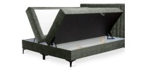 Lit boxspring 160x200 coloris vert avec double coffre - Collection LONDON