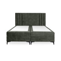 Lit boxspring 180x200 coloris vert avec double coffre - Collection LONDON