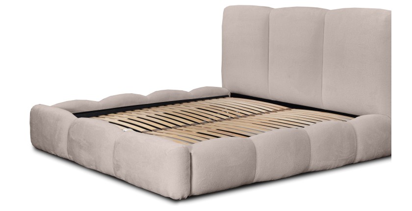 Lit coffre 140x200 coloris beige armature rembourrée - Collection DREAM