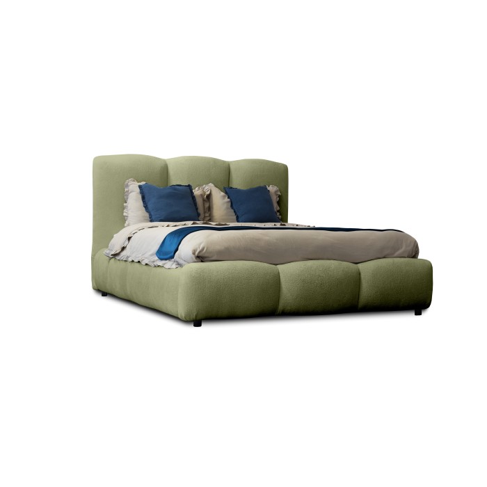 Lit coffre 140x200 coloris vert armature rembourrée - Collection DREAM