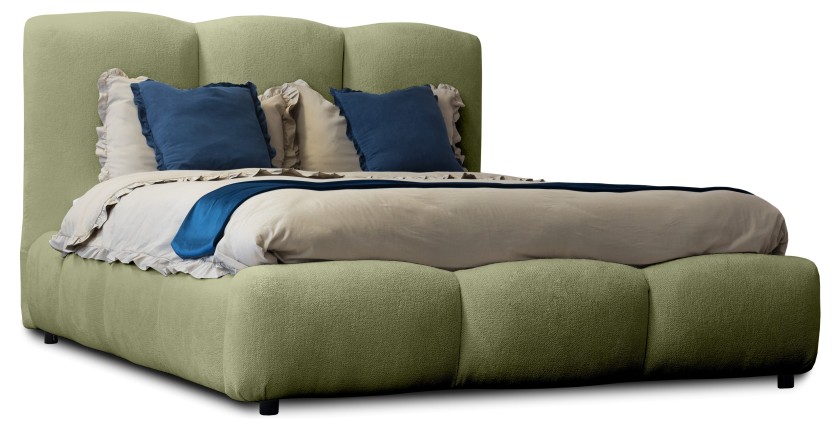 Lit coffre 140x200 coloris vert armature rembourrée - Collection DREAM