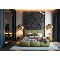 Lit coffre 140x200 coloris vert armature rembourrée - Collection DREAM