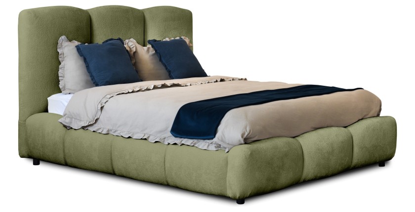 Lit coffre 160x200 coloris vert armature rembourrée - Collection DREAM