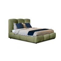 Lit coffre 160x200 coloris vert armature rembourrée - Collection DREAM