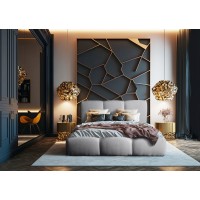 Lit coffre 140x200 coloris gris armature rembourrée - Collection DREAM