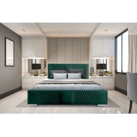 Lit coffre 140x200 coloris vert - Collection RITCHY