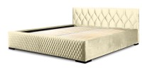 Lit coffre rembourré 140x200 beige - Collection BROOKLYN