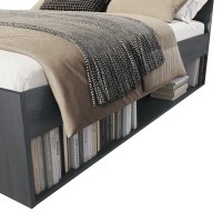 Chambre à coucher FLOYD : Armoire 220cm, Lit 160x200, commode, chevets. Coloris gris effet bois.