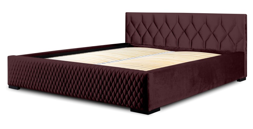 Lit coffre 160x200 coloris bordeaux - Collection BROOKLYN