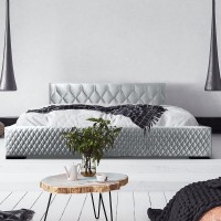 Lit coffre 180x200 coloris gris argent - Collection BROOKLYN