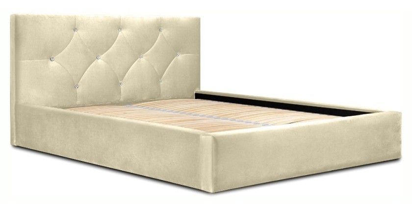 Lit coffre 160x200 coloris beige - Collection DUBAÏ