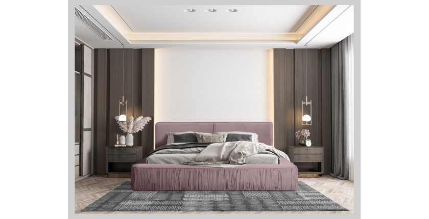 Lit coffre 180x200 coloris rose - Collection MINAO