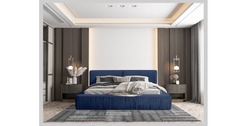 Lit coffre 160x200 coloris bleu - Collection MINAO