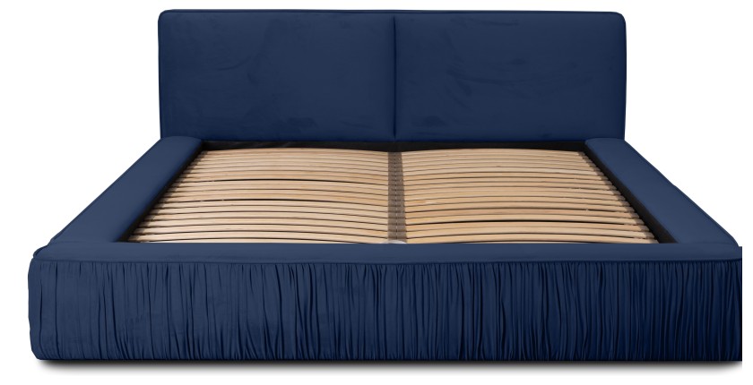 Lit coffre 160x200 coloris bleu - Collection MINAO