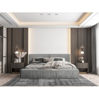 Lit coffre 180x200 coloris gris - Collection MINAO