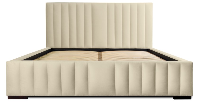 Lit coffre 140x200 coloris beige - Collection LAS