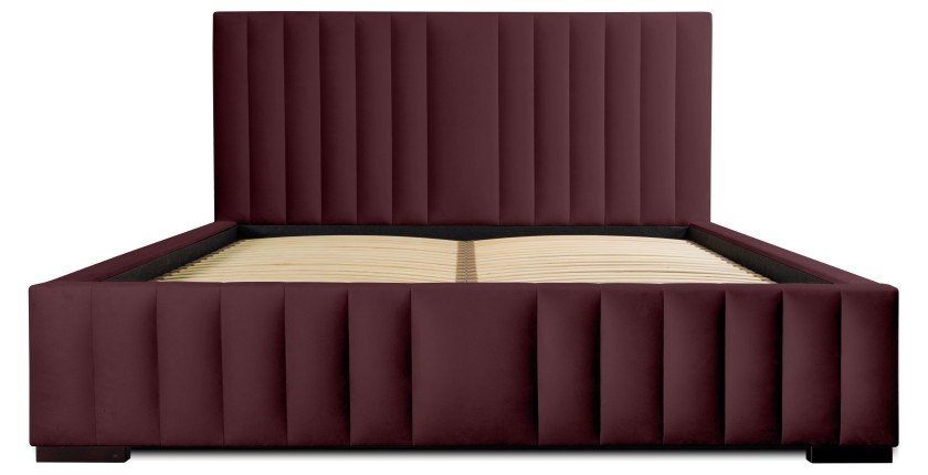 Lit coffre 180x200 coloris bordeaux - Collection LAS