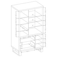 Vitrine, argentier, vaisselier MILO. Coloris chêne avec finition noire. Meuble idéal pour votre salle à manger.