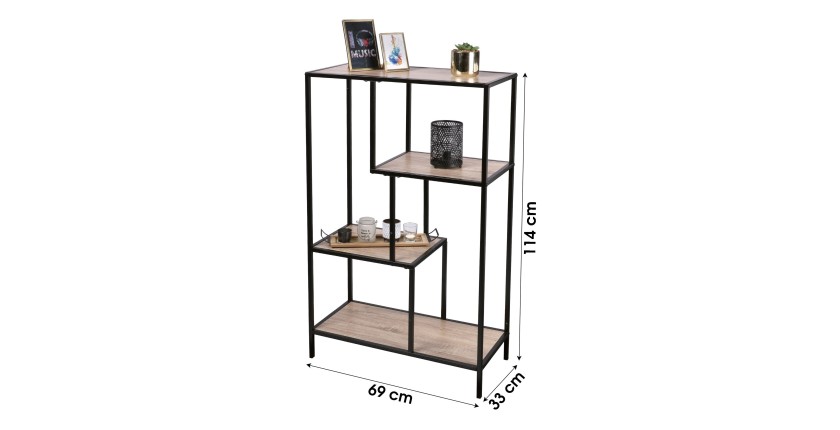 Petite bibliothèque ouverte de bureau avec 4 étagères 69x33x114cm