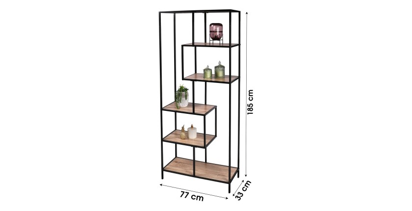 Bibliothèque ouverte de bureau avec 6 étagères 77x33x185cm