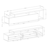 Meuble TV 220cm collection BERGAME. Coloris gris et chêne foncé.