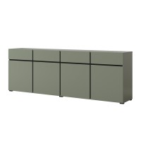 Buffet XL coloris vert sauge 225cm collection HAVANA. Bahut  design avec 4 portes et 4 tiroirs.