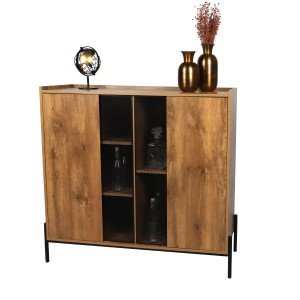 Buffet 2 portes grillagées et 5 niches style rustique dimensions 118x40x110cm