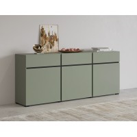 Buffet coloris vert sauge 180cm collection HAVANA. Bahut  design avec 3 portes et 3 tiroirs.