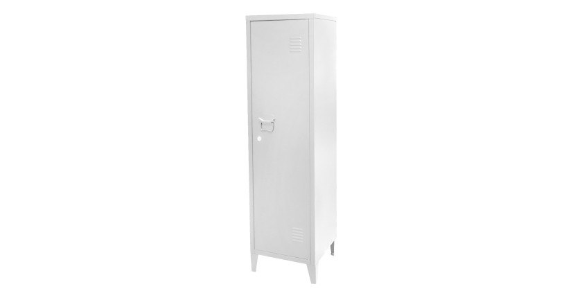 Casier vestiaire blanc de bureau 1 porte, style industriel - dimensions 38x38xH137cm