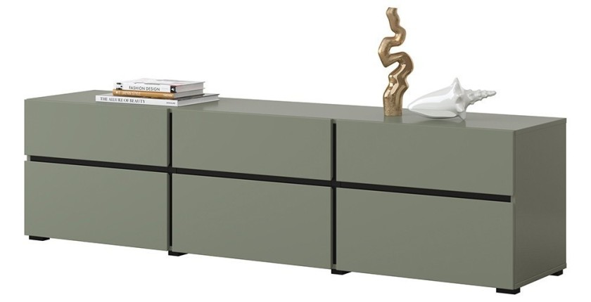 Ensemble de 3 meubles design coloris vert sauge pour salon collection HAVANA.