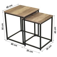 Ensemble de deux tables d'appoint carre 35x35xH45cm et 40x40xH50cm