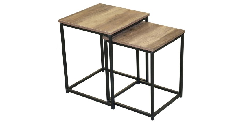 Ensemble de deux tables d'appoint carre 35x35xH45cm et 40x40xH50cm