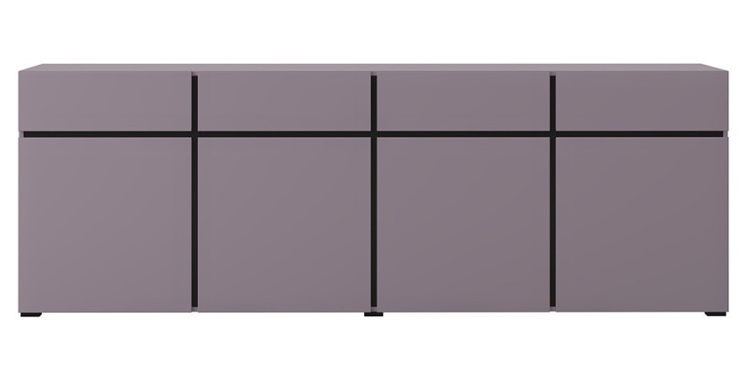 Buffet XL coloris violet pastel 225cm collection HAVANA. Bahut  design avec 4 portes et 4 tiroirs.