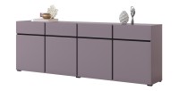 Buffet XL coloris violet pastel 225cm collection HAVANA. Bahut  design avec 4 portes et 4 tiroirs.