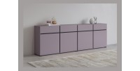 Buffet XL coloris violet pastel 225cm collection HAVANA. Bahut  design avec 4 portes et 4 tiroirs.