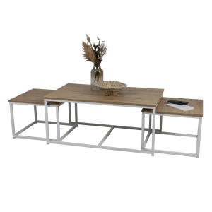 Ensemble de 3 tables d'appoint carré style classique dimensions 100x60xH45cm