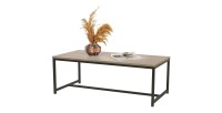 Table basse coloris chêne clair style classique avec pied en métal noir dimensions 100x50x36cm