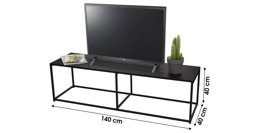 Meuble TV style classique coloris noir - dimensions 140x40xH40cm