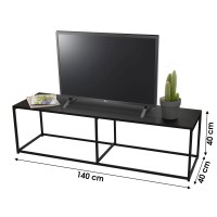 Meuble TV style classique coloris noir - dimensions 140x40xH40cm