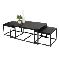 Ensemble de 3 tables d'appoint carré style classique noir dimensions 100x60xH45cm