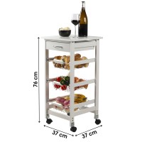 Desserte de rangement blanche sur roulettes avec 3 panières - dimensions 37x37x76cm