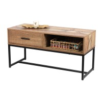 Table basse style rustique avec 1 tiroir et une niche - dimensions 100x40xH50cm