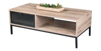 Table basse en bois avec une tiroir grillagé et une niche - dimensions 100x50xH36cm