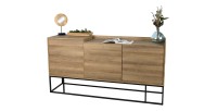 Buffet trois portes, style campagne coloris chêne clair - dimensions 160x40x80cm